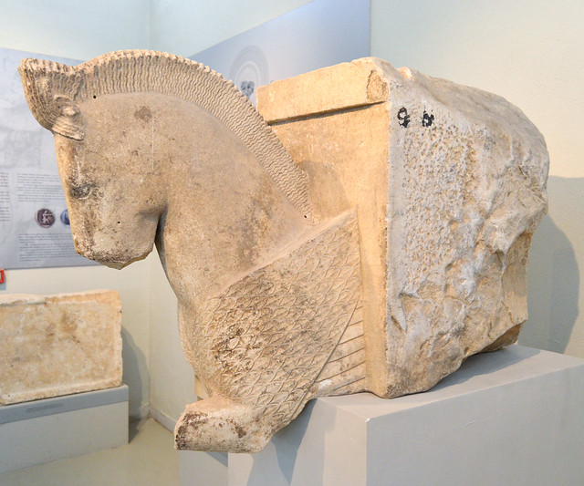 Architectural protome of a winged horse, probably Pegasus, from Thasos