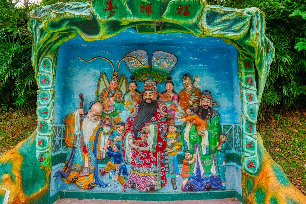 Diorama showing a Chinese folk tale at Haw Par Villa in Singapore