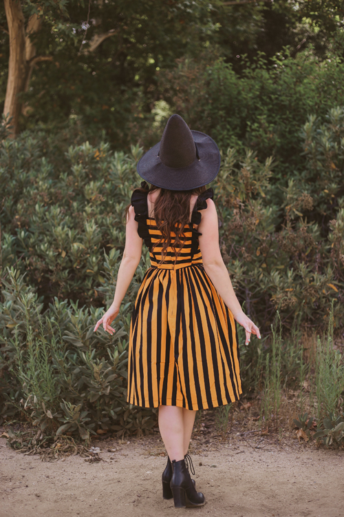 Unique Vintage Molly Swing Dress in Orange and Black Stripe