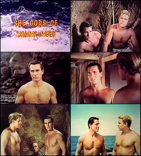 Don Durant and Bill Cord in “She Gods of Shark Reef” (1958), directed by Roger Corman.
