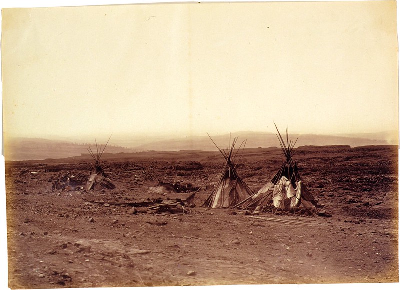 (1860) Indian encampment, Dalles of the Columbia, May. Dalles Oregon, 1860. [Photograph] Retrieved from the Library of Congress, 8-10-2020