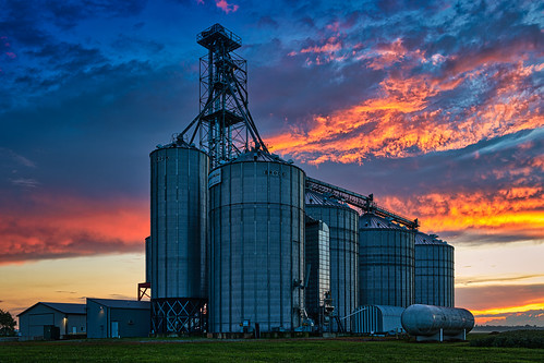 brock cornerstonegrain kentucky clouds dusk farm grainsilos silo sundown sunset