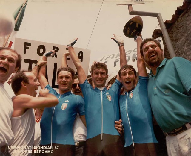 1987 world junior cycling championships, the Italian time trial team with Cinelli Laser