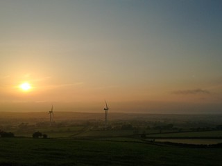 Wind turbines at sunset 4