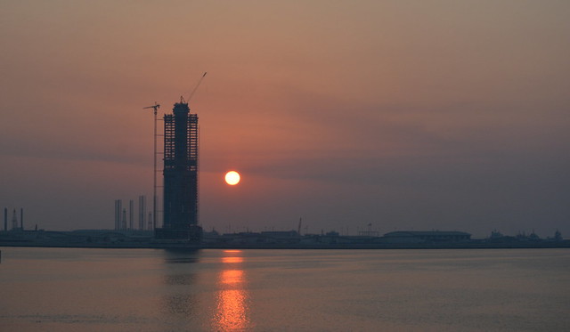 SUNSET IN THE CITY OF ABU DHABI,  UAE.