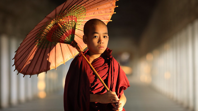 Myanmar (Burma), Buddhist novice in Bagan