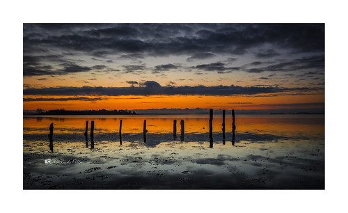 rough island islandhill wooden posts rotten decay reflections water strangford lough high tide pre dawn orange glow sunrise cloudy sky skies comber newtownards county down northern ireland ronnielmills landscape photography orangestrip nikon d7000 tamron 1024 wide angle