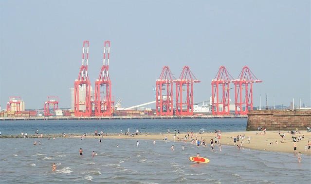 New Brighton Beach and Liverpool Docks