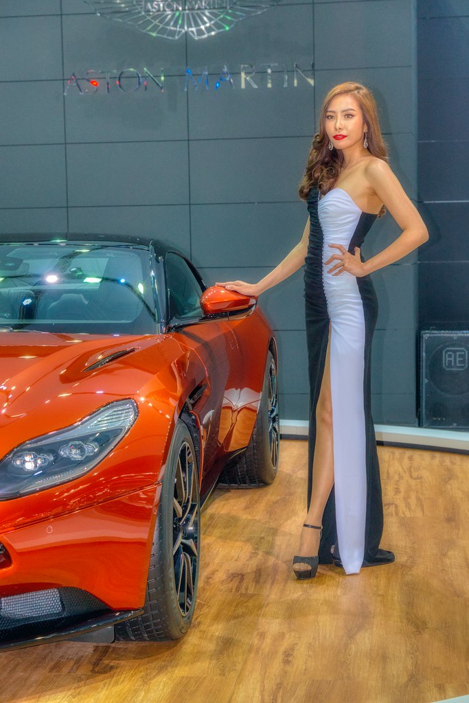 Beautiful presenter for Aston Martin luxury cars