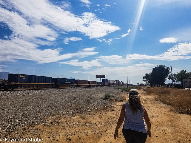 Hot walk along the train tracks. 107 outside, but getting our steps in. Banning CA