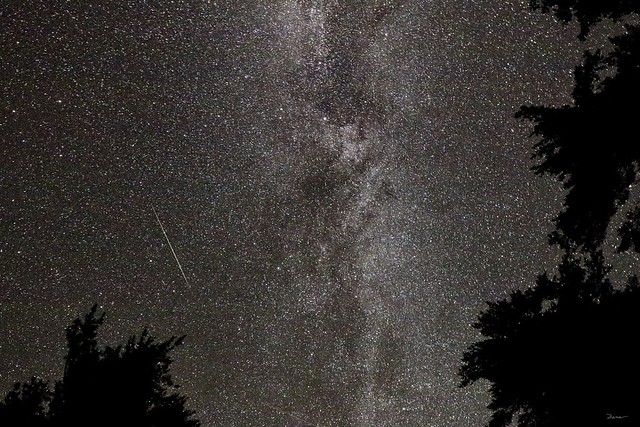 Perseid meteor with Milky Way: The Adirondacks, Jay, NY