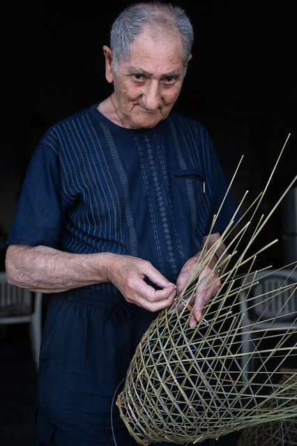 Basket maker in the old city of Gallipoli, Apulia, South Italy