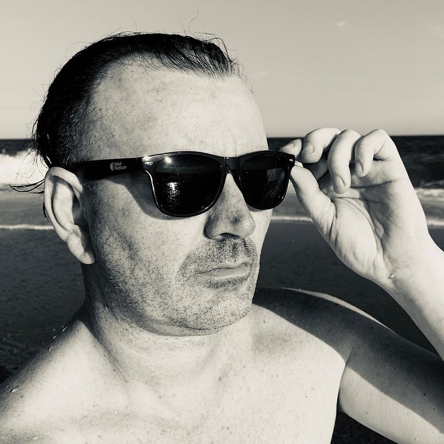 Ryan Janek Wolowski modeling Malibu Sunglasses at Atlantic Ocean Beach in Breezy Point Queens NYC QNSNYC USA August 2020