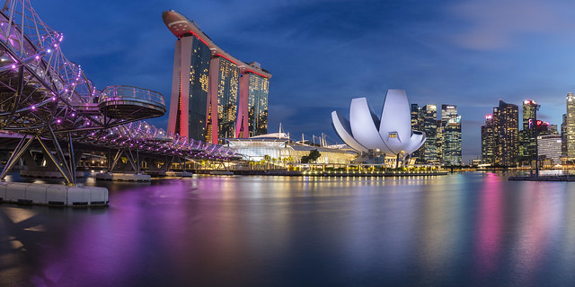 Singapore Marina Bay Panorama at Blue Hour