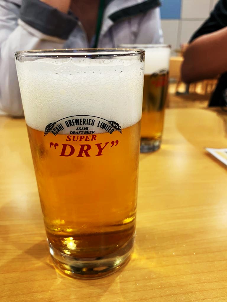 Glass of Asahi Super Dry