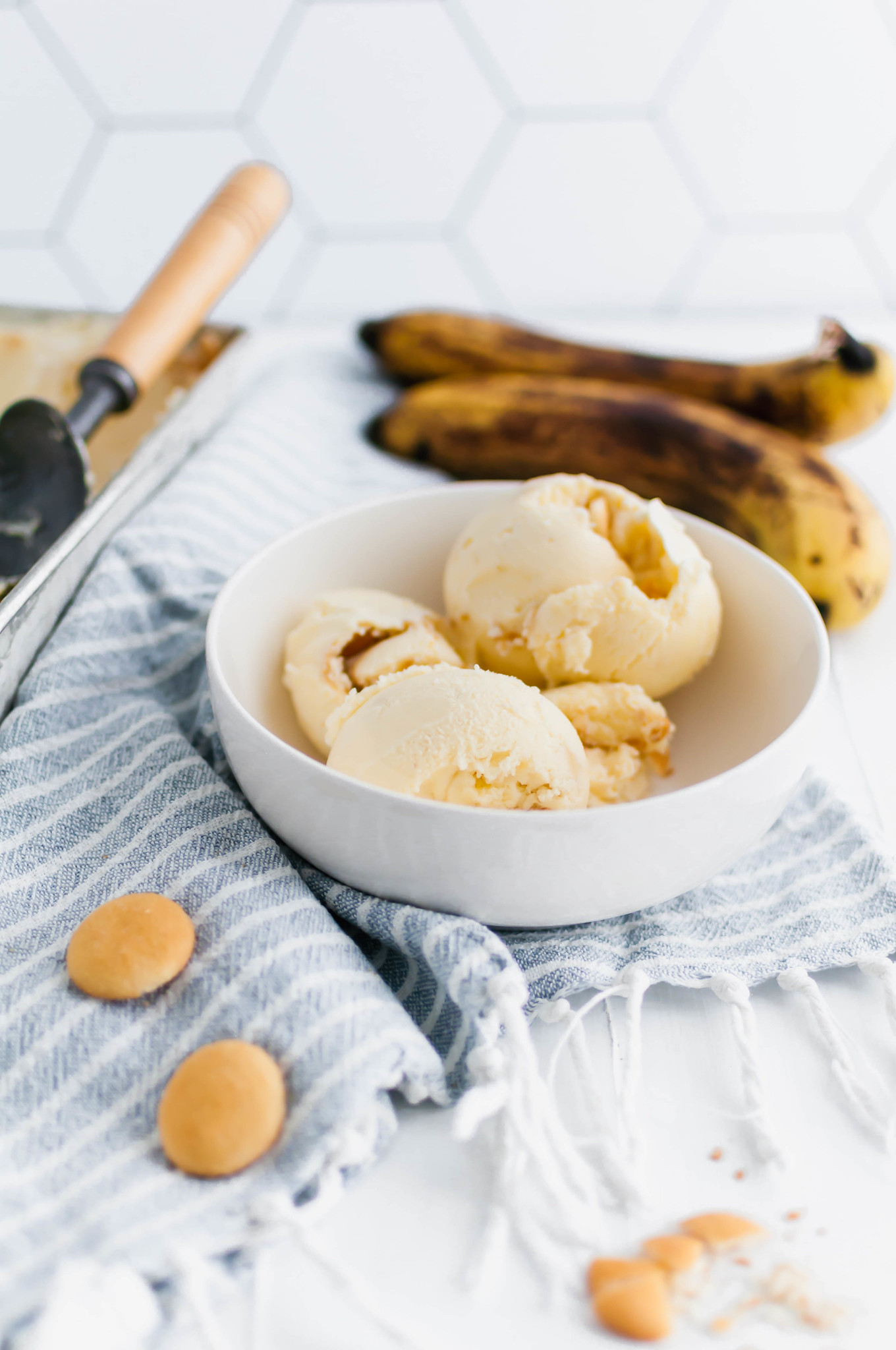 This Banana Pudding Ice Cream is a fun spin on the classic dessert. Banana pudding, fresh bananas and Nilla wafers combine to create a creamy, fruity ice cream perfect for the end of summer.