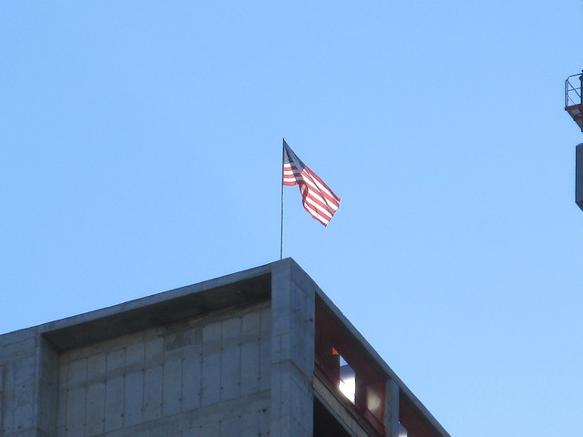 2020 Back Lit American Flag Waving in the Wind 3411