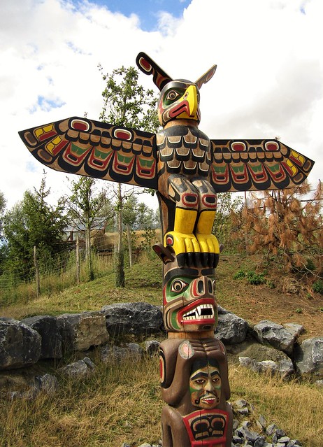 Totem Pole at the Native Village of the Pari Daiza Resort