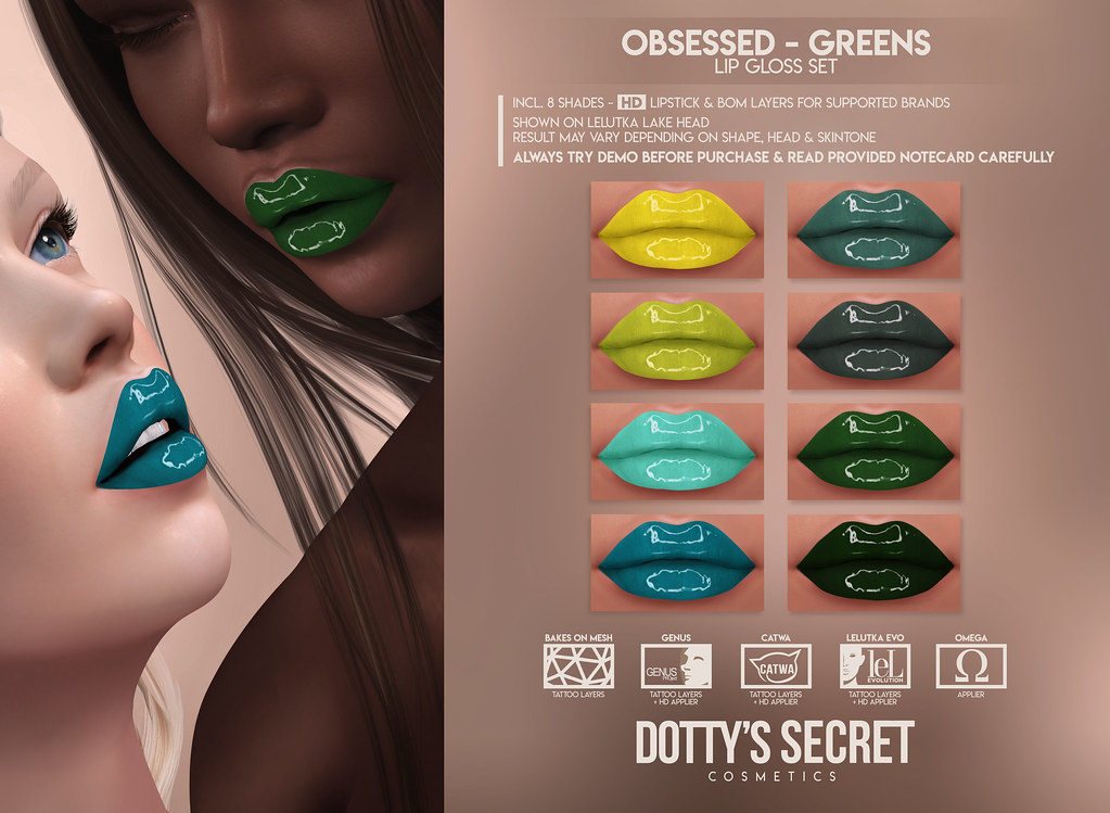 Dotty's Secret - Obsessed Lip Gloss - Greens