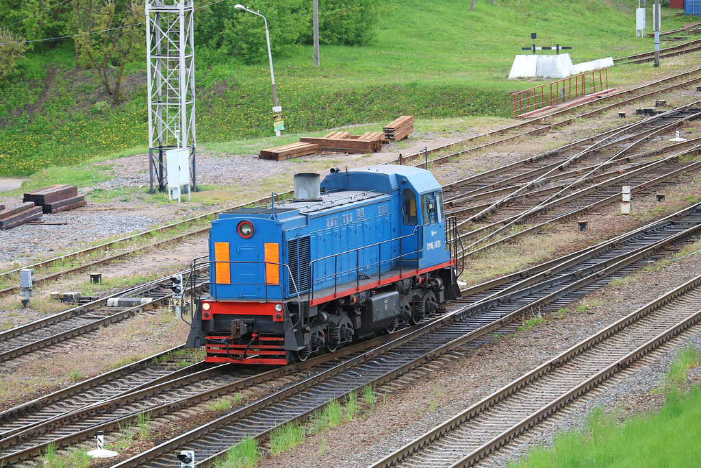 Маневровый тепловоз ТГМ4Б-0626 на станции Могилёв-1 (Беларусь).