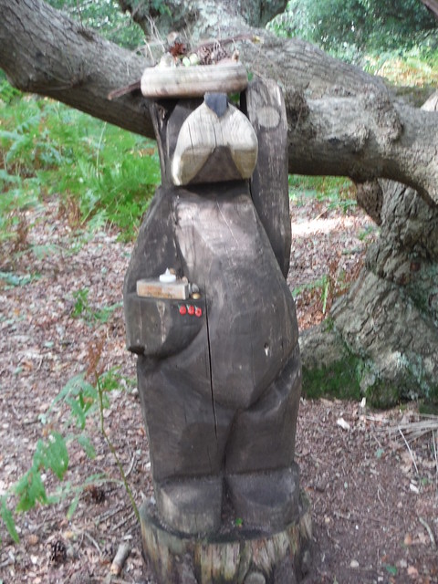 Wooden Sculpture in Fittleworth Common SWC Walk 39 - Amberley to Pulborough