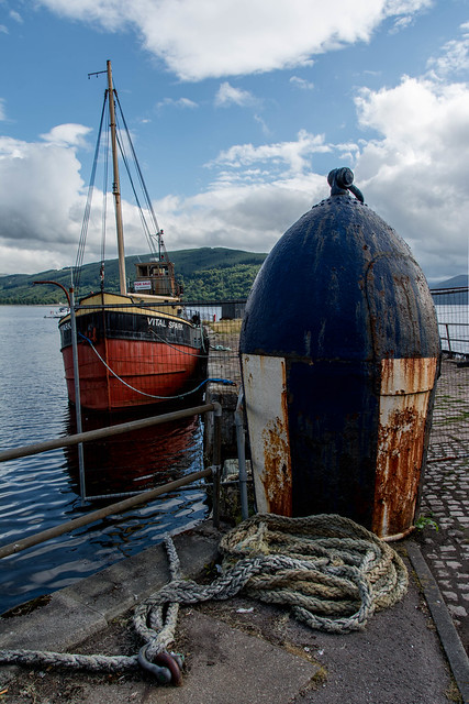 Vital Spark and Old Mooring Buoy, Inveraray Quay, Argyll, Scotland
