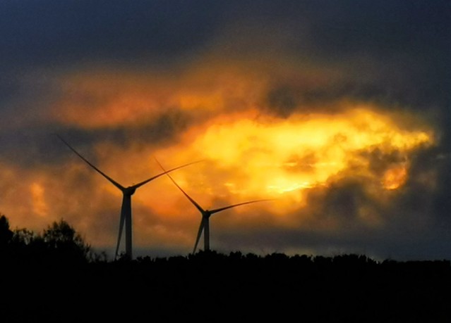 Wind Turbines and 'Sky Fire' Clouds - Druridge (Explored)
