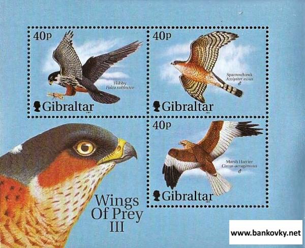 Známky Gibraltar 2001 Draví vtáci 3 neraz. séria MNH