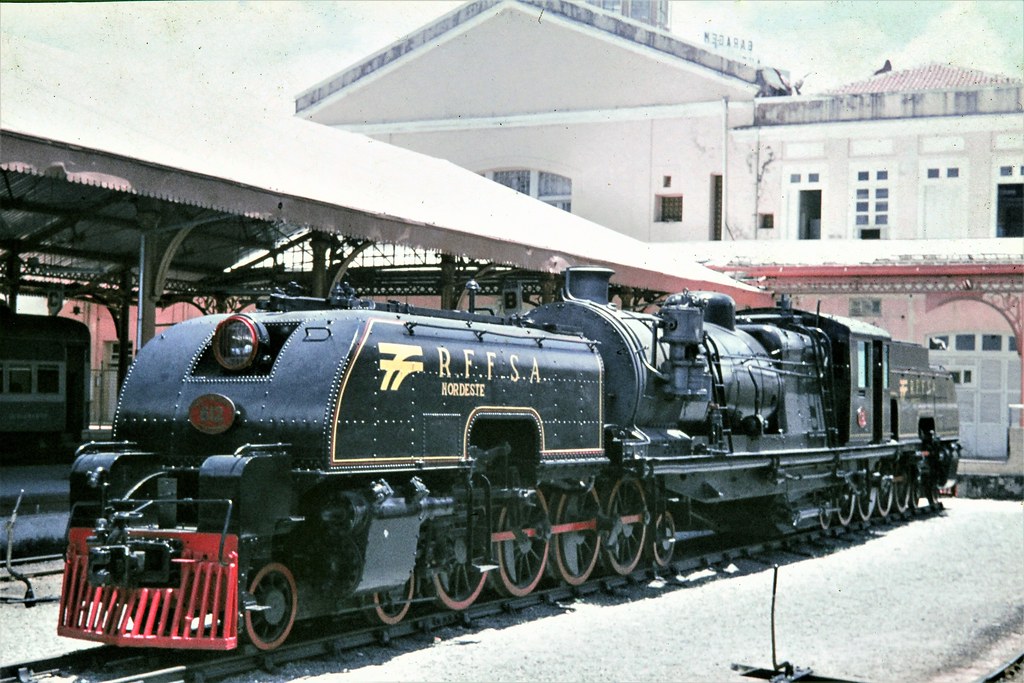 Rede Ferroviária Federal S.A. (Brazil) - RFFSA "Beyer Garratt" type 4-8-2+2-8-4 steam locomotive Nr. 612 at Recife Central Staion in 1978 (Henschel Locomotive Works, Kassel 25258 / 1952)