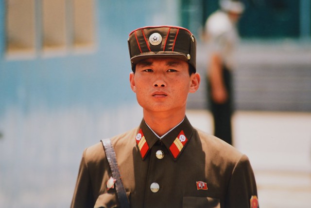 North Korean soldier at the border with South Korea, Panmunjom