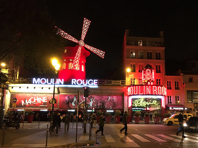 Moulin Rouge, Paris, at night
