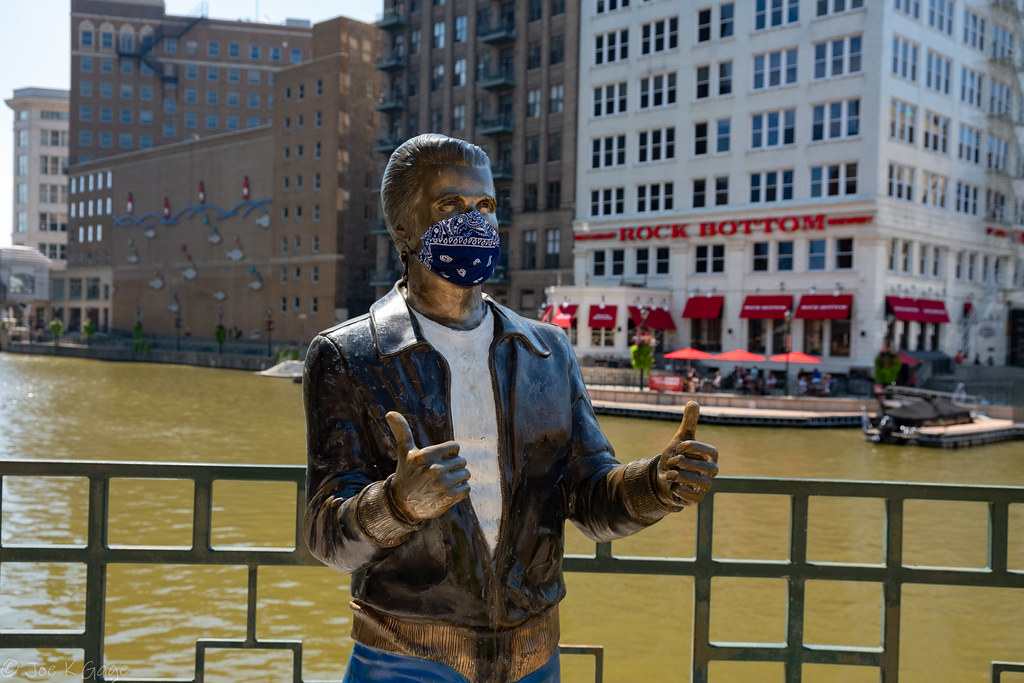 Covid Isn't Cool - The Bronze Fonz is located on the Milwauk… - Flickr