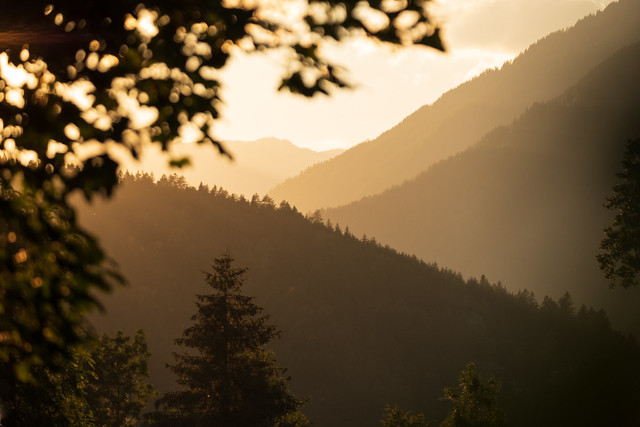 Golden light and mountains in Upper Carinthia, Austria
