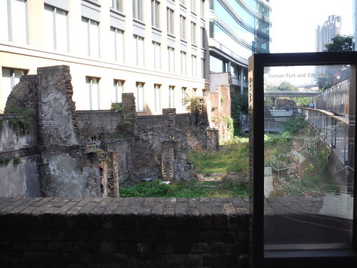 Very large piece of the London Wall, from Noble Street Viewing Walkway SWC Short Walk 47 - The London Wall