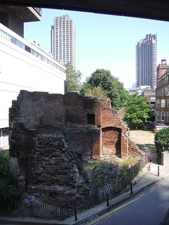 Bastion 14 of the London Wall with the Museum of London and parts of the Barbican Estate SWC Short Walk 47 - The London Wall