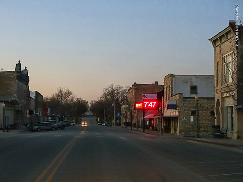 Evening in Alma, 20 Mar 2020 by photography.by.ROEVER, Driving northbound on Missouri Street/K-99, through the main business district of the town after sun