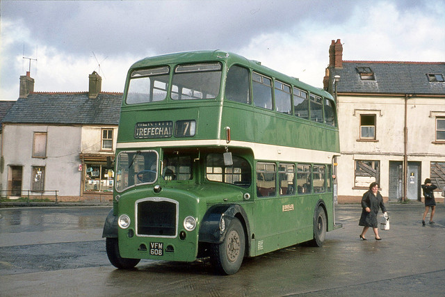 R. I. Davies . Tredegar , South Wales . VFM608 . Merthyr Tydfil Bus Station , South Wales . Wednesday morning 01st-September-1971 .