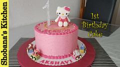 How to Make 1st Birthday Hello Kitty Cake / Cake Decorating Tutorial Step by Step / Shobanas Kitchen