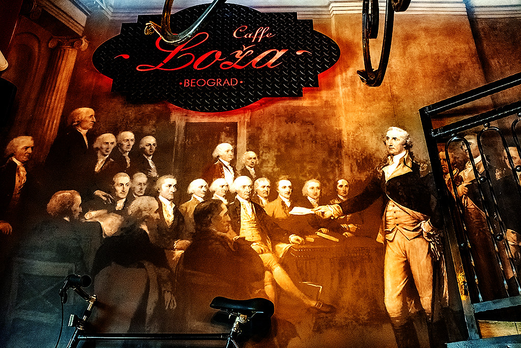 John Trumbull's General George Washington Resigning His Commission at Caffe Loža on 8-29-20--Belgrade