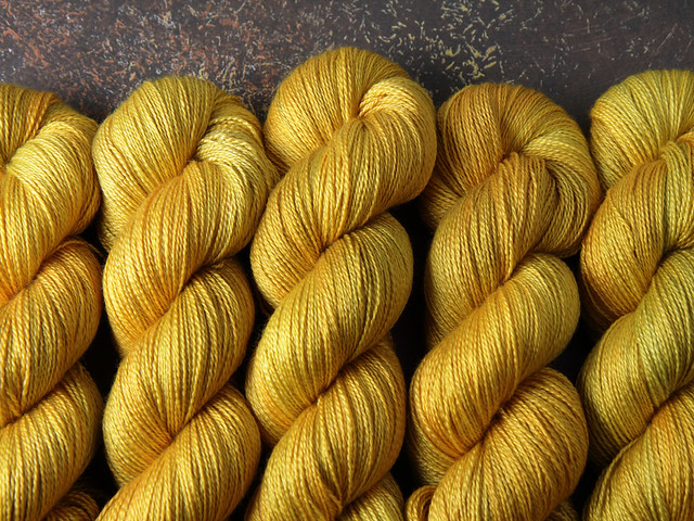 Brilliance Lace – British Bluefaced Leicester wool and silk hand-dyed yarn 100g – ‘Colonel Mustard’