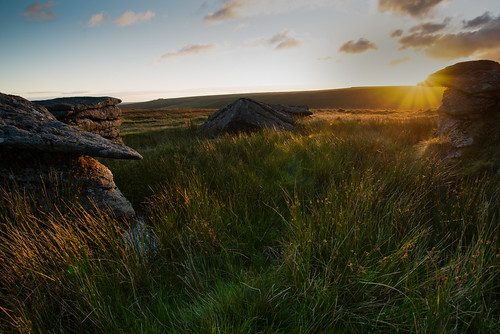 nikon d800 sunset sun burst dartmoor rocks golden hour landscape park national devon england lowerwhitetor