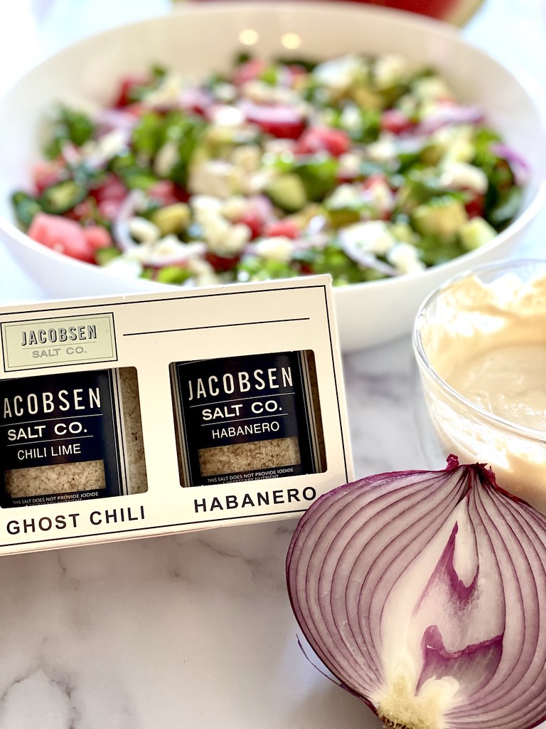 Our dressing for watermelon salad uses Jacobsen Ghost Chili salt. We recommend you buying!! 