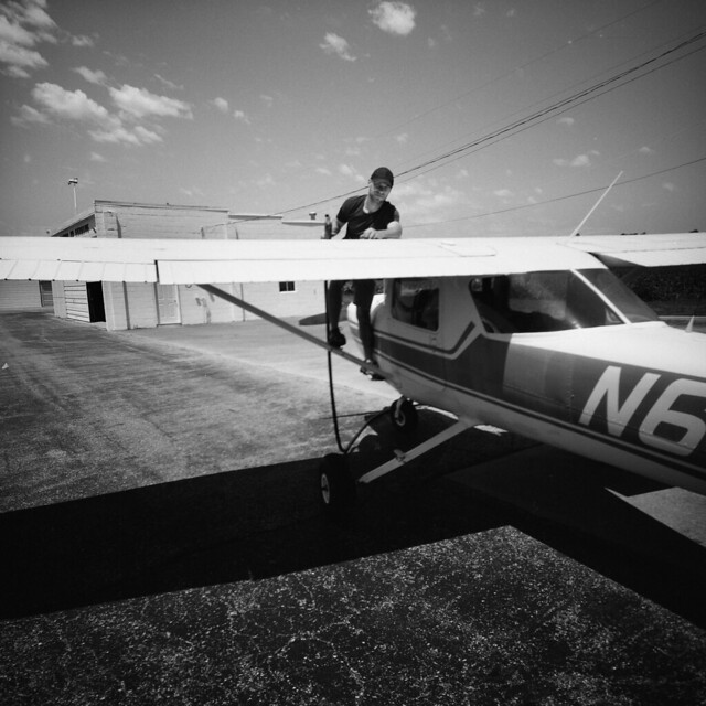 Cody fueling up his airplane at Sky King airport.