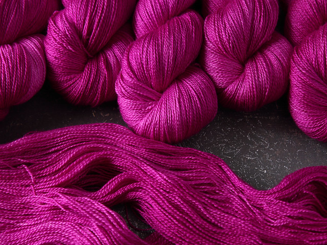 Brilliance Lace – British Bluefaced Leicester wool and silk hand-dyed yarn 100g – ‘Professor Plum’