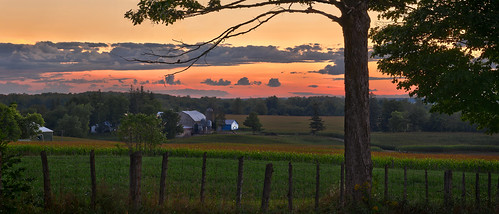 sunset landscape panorama clouds farm field fence hff wellesleytownship waterlooregion ontario canada