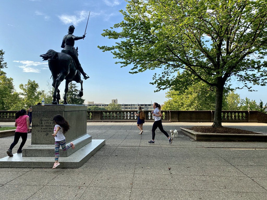 Joan of Arc and kids in Meridian Hill Park