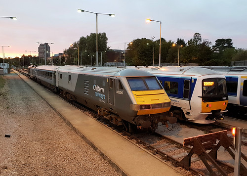 Short Set At Sunset by R~P~M, DVT 82305, 12627 and 68015 in Siding 8 at Aylesbury, awaiting transfer to Wembley LMD, following wor