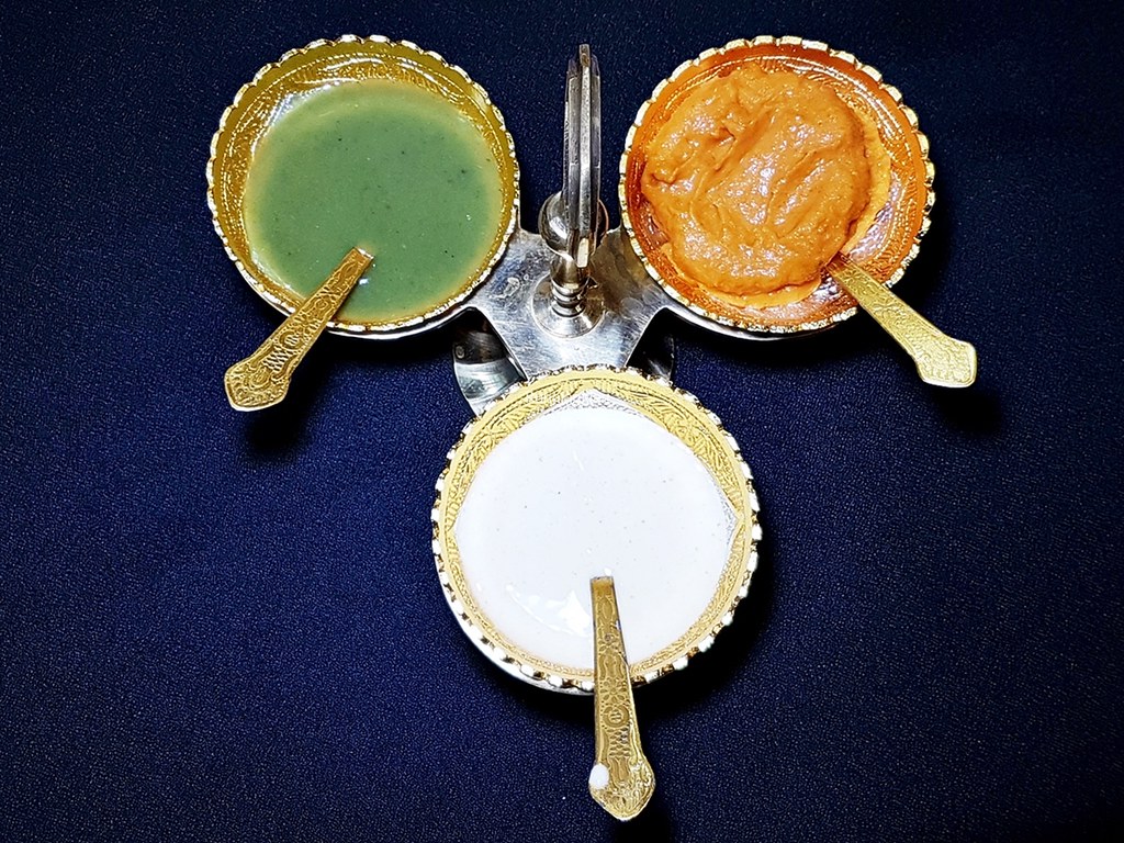 Yoghurt, Tomato & Pepper Chutney, Lucknow Green Chutney