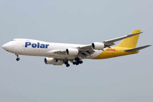 Polar Air Cargo - DHL B747-8F N852GT landing HKG/VHHH