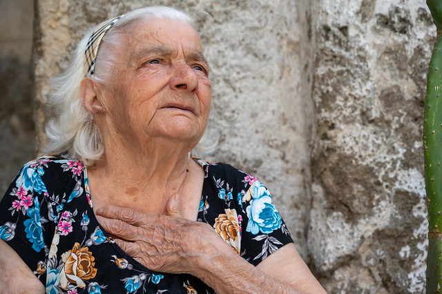 91-year old Signora Maria lived all her life in a grotto in the city of Matera.